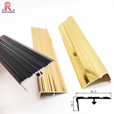 Gold Grooved Aluminum Step Edge Trim Stair Tread Anti Slip Inserts Anodized