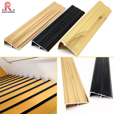 Stair Edge Protection Aluminium Stair Nosing Edge Trim With Insert Rubber