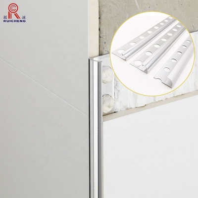 Brushed Aluminium Tile Trim , Anodized Metal Tile Trim 8mm Anticorrosion